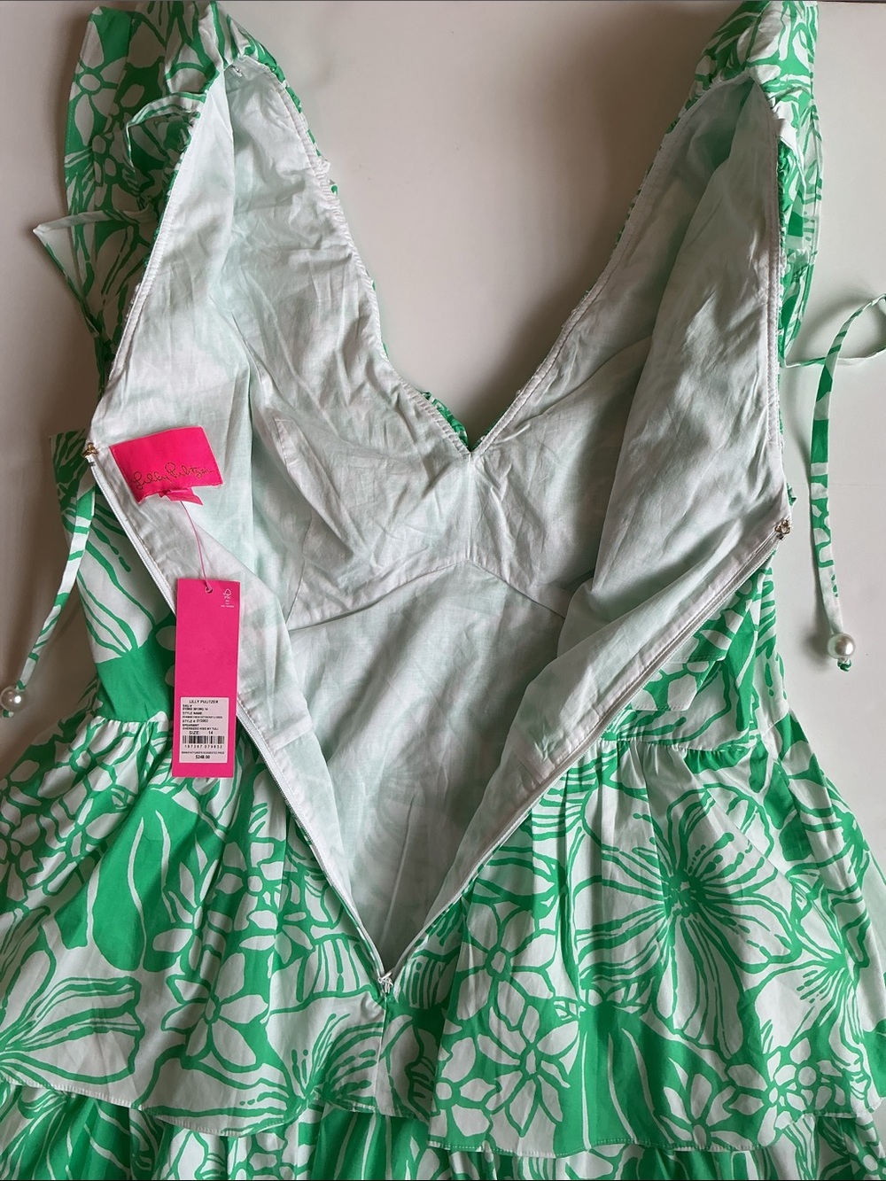 NWT Lilly Pulitzer RitaMarie V-Neck Ruffle Dress Spearmint Green Size 14 - Picture 12 of 13